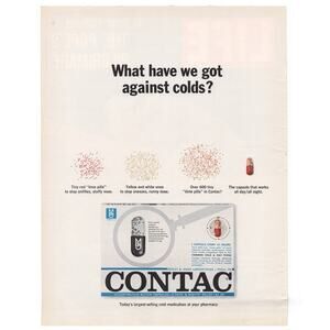 Contac Cold Medicine Magazine Advertisement Vintage 1964 Medication Capsule